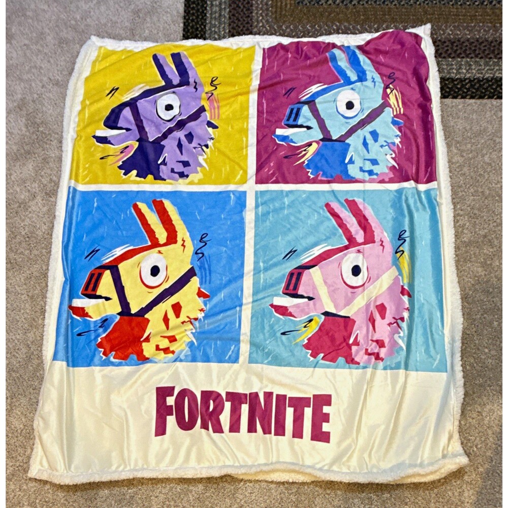 Fortnite Loot Llama Graphic Reversible Throw Blanket Polyester 50 x 60 in